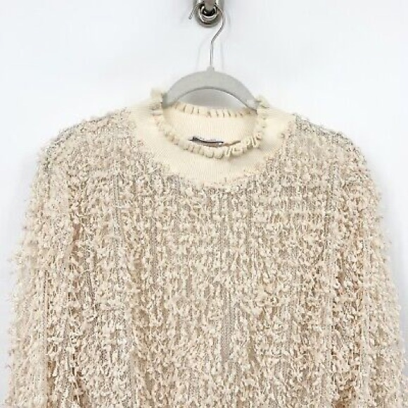 ZARA Crop Top Cream White Long Sleeve Textured Knit - Picture 2 of 6